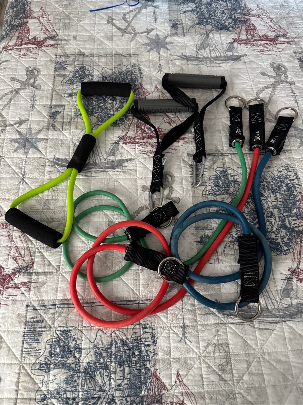 Set of Colorful Resistance Bands with Handles
